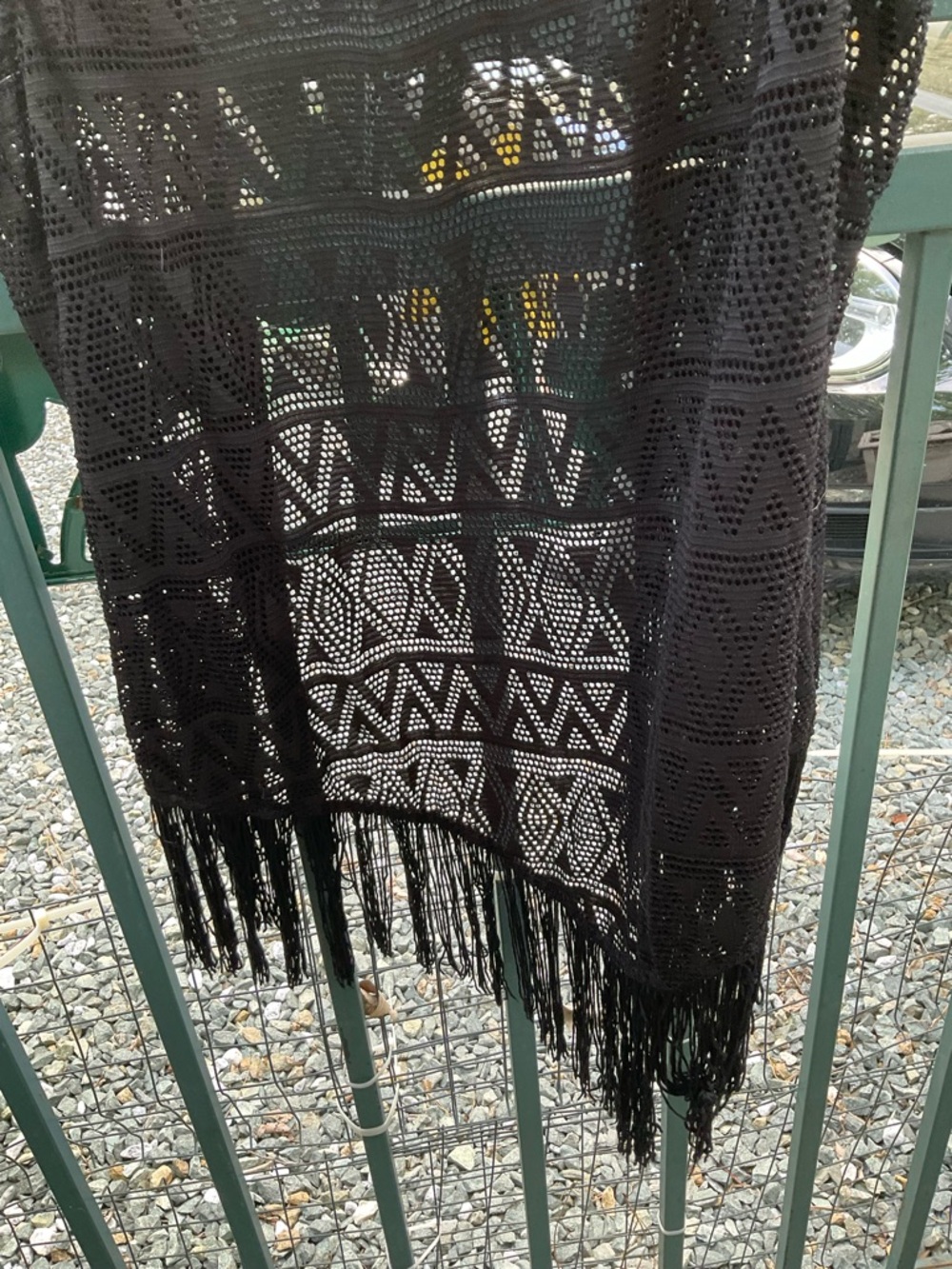 7-2026 love on a hanger Black Open-Knit Fringe Poncho Shrug-large